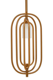 Orsina Frosted Glass Pendant Light With Gold Finish, Oval Metal Frame Ceiling Light Fixture, Decorative Pendant Lamp