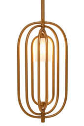 Orsina Frosted Glass Pendant Light With Gold Finish, Oval Metal Frame Ceiling Light Fixture, Decorative Pendant Lamp - thumbnail 4