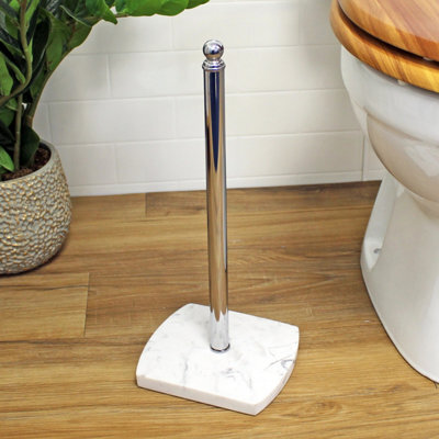 Showerdrape Octavia White Marble & Chrome Spare Toilet Roll Holder - image 1