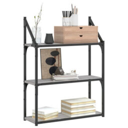 Berkfield 3-Tier Wall Shelf Grey Sonoma 60X21X78.5 Cm Engineered Wood - thumbnail 3