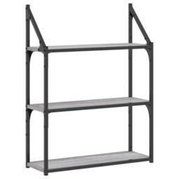 Berkfield 3-Tier Wall Shelf Grey Sonoma 60X21X78.5 Cm Engineered Wood - thumbnail 2