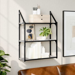 Berkfield 3-Tier Wall Shelf Grey Sonoma 60X21X78.5 Cm Engineered Wood - thumbnail 1