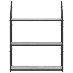 Berkfield 3-Tier Wall Shelf Grey Sonoma 60X21X78.5 Cm Engineered Wood - thumbnail 4