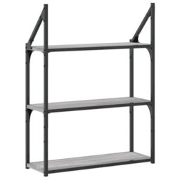 Berkfield 3-Tier Wall Shelf Grey Sonoma 60X21X78.5 Cm Engineered Wood - thumbnail 6