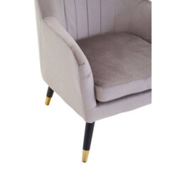 Orsina Mink Velvet Scalloped Armchair, Supportive Armrest Lounge Chair, Easy To Clean Velvet Accent Chair - thumbnail 6