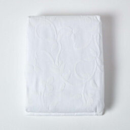 Homescapes White Cotton Rich Floral Metelassé Pattern Bedspread, Double - thumbnail 2