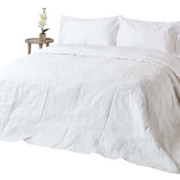 Homescapes White Cotton Rich Floral Metelassé Pattern Bedspread, Double - thumbnail 1