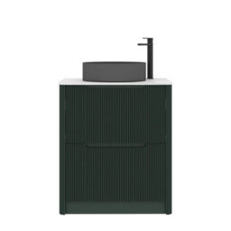 Royal Bathrooms Avenza 600mm Deep Moss Green Floor Standing Countertop Bathroom Vanity Unit 2 Drawer With Art Round Black Basin - thumbnail 6