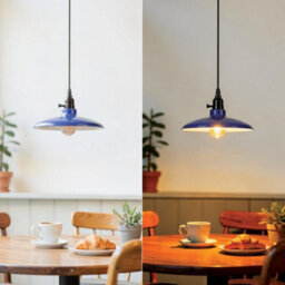 Industrial Dark Blue Metal Pendant Light E27 Adjustable Hanging Lamp, Vintage Dome Ceiling Light, 95Cm Cable, Kitchen - thumbnail 2