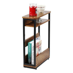 Taylor & Brown 3-Tier Narrow Side Table Slim End Table With Storage Shelf & Magazine Rack For Small Spaces, Modern Design (Brown) - thumbnail 9