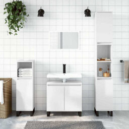 Berkfield Industrial Bathroom Cabinet High Gloss White 58X33X60 Cm Engineered Wood - thumbnail 2