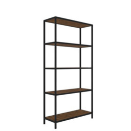 LPD Ealing Bookcase - Vintage Chic With Rustic Wood & Sleek Black Metal Frame - thumbnail 1