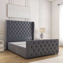 Bsspoke Anna Divan Bed Set Steel Plush Velvet With 54Inch Headboard & Footboard No Mattress No Drawers In 3Ft 4Ft 4Ft6 5Ft 6Ft - thumbnail 1