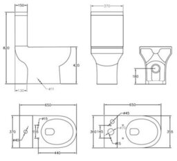 Affine Modern Bathroom Cloakroom Suite Close Coupled Toilet 600mm Vanity Unit Sink - thumbnail 7