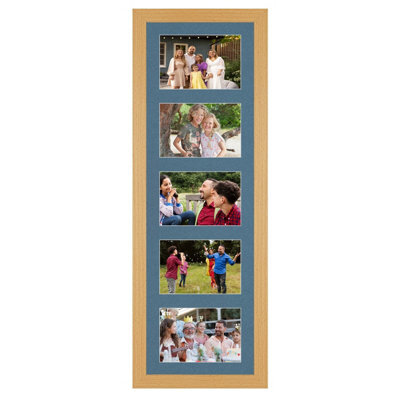 AK Frames 26X8 Country Pine Modern Multi Photo Frame With Pompadour Mount - Holds 5 Apertures (5X) 6X4 Photos - image 1