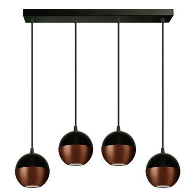 Luminosa Lighting Luminosa Midway Straight Bar Pendant Ceiling Light Black, Copper 60Cm