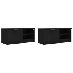 Berkfield Tv Cabinets 2 Pcs Black 80X35X36.5 Cm Engineered Wood - thumbnail 4