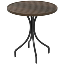 Outsunny Round Garden Table Outdoor Side Table With Steel Frame Brown - thumbnail 2