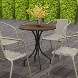 Outsunny Round Garden Table Outdoor Side Table With Steel Frame Brown - thumbnail 8