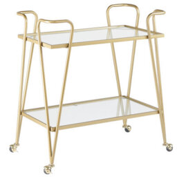 Beliani Kitchen Trolley Noti Metal Gold - thumbnail 1