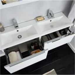 Clifton 500mm Bathroom Gloss White Wall Mounted Vanity Unit And Basin (Central) - Brassware Not Included - thumbnail 4