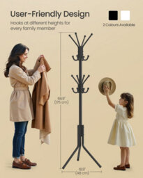 LEDREM Coat Rack, Metal Coat Tree, Freestanding Organizer For Clothes, Bags, Hats, 175 Cm Tall, 16 Hooks, For Entryway, Living Room - thumbnail 6