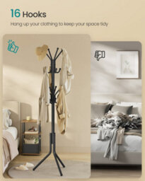 LEDREM Coat Rack, Metal Coat Tree, Freestanding Organizer For Clothes, Bags, Hats, 175 Cm Tall, 16 Hooks, For Entryway, Living Room - thumbnail 3
