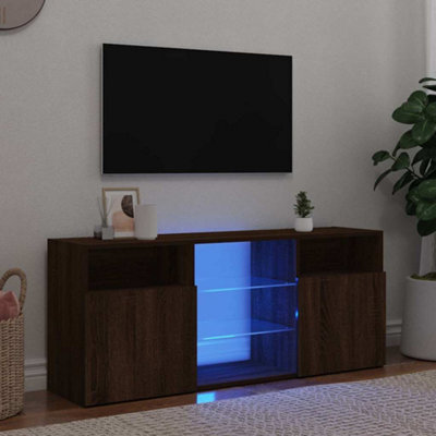 Walplus Tv Cabinet With Led Lights Brown Oak 120X30X50 Cm - image 1