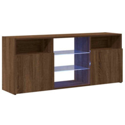 Walplus Tv Cabinet With Led Lights Brown Oak 120X30X50 Cm - thumbnail 3