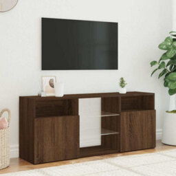 Walplus Tv Cabinet With Led Lights Brown Oak 120X30X50 Cm - thumbnail 4