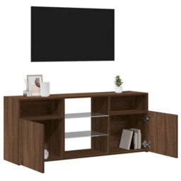 Walplus Tv Cabinet With Led Lights Brown Oak 120X30X50 Cm - thumbnail 5