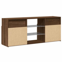 Walplus Tv Cabinet With Led Lights Brown Oak 120X30X50 Cm - thumbnail 9