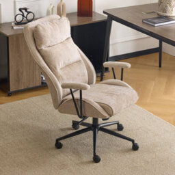 Executive Ergonomic Fabric Office Chair With Recline, High-Back Desk Chair White - thumbnail 4