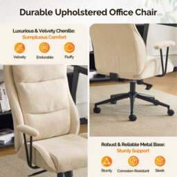 Executive Ergonomic Fabric Office Chair With Recline, High-Back Desk Chair White - thumbnail 3