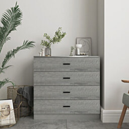 Urbnliving Height 73Cm 4 Drawer Wooden Bedroom Chest Cabinet Modern Grey Carcass And Ash Grey Drawers Wide Storage Cupboard Closet - thumbnail 2