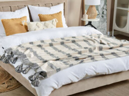 Beliani Blanket Cayir Cotton 130 X 170 Cm Beige - thumbnail 2