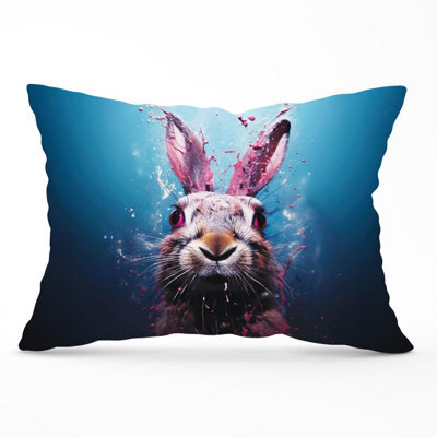 Warren Reed Designer Rabbit Face Splashart Cushions 33Cm X 48Cm