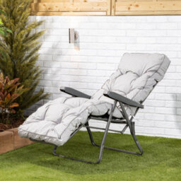 Alfresia Garden Relaxer Chair, Charcoal Frame, Grey Classic Cushion - thumbnail 2