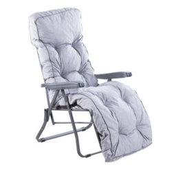 Alfresia Garden Relaxer Chair, Charcoal Frame, Grey Classic Cushion - thumbnail 1