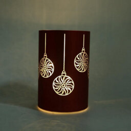 Shatchi 17Cm Christmas Decorated Vase Led Red Glass Baubles Design - thumbnail 4