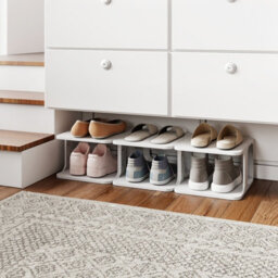 Costway 6-Tier Stackable Shoe Rack  Plastic Entryway Shoe Storage Shelf-White - thumbnail 3