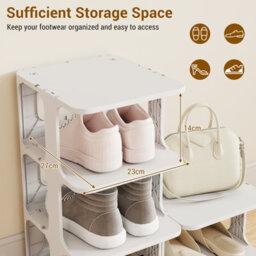 Costway 6-Tier Stackable Shoe Rack  Plastic Entryway Shoe Storage Shelf-White - thumbnail 7