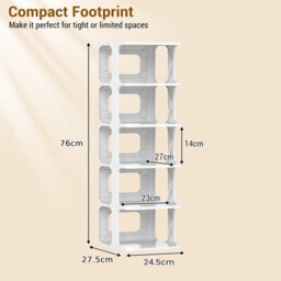 Costway 6-Tier Stackable Shoe Rack  Plastic Entryway Shoe Storage Shelf-White - thumbnail 2