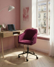 Beliani Desk Chair Venice Velvet Burgundy - thumbnail 2