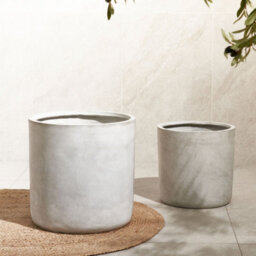 Wyld And Coco Greenway Grey Round Planter - 51 X 51 X 50 Cm Fibre Clay Weatherproof - thumbnail 2