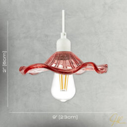 Happy Homewares Designer Ribbed Rose Pink Glass Pendant Shade With Wavy Ruffled Edge - thumbnail 7