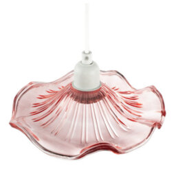 Happy Homewares Designer Ribbed Rose Pink Glass Pendant Shade With Wavy Ruffled Edge - thumbnail 3