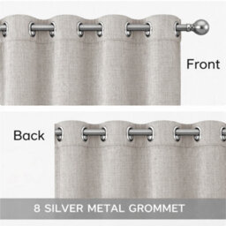 Bedlooms Beige Linen Curtain 100% Blackout Thermal Insulated Eyelet Curtain (Pair) 66 X 90 Inches With Tie Back Two - thumbnail 5