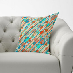 Warren Reed Designer Retro Stripes And Circles Cushions 60Cm X 60Cm - thumbnail 2