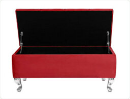 Londona 180Cm Chesterfield Ottoman Storage Bench - Plush Velvet Shoe Bench - Claret Red Upholstery Footstool With Storage - thumbnail 2